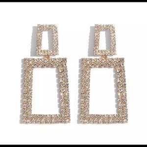 COPY - Geometric Glitzy Gold Crystal Earrings